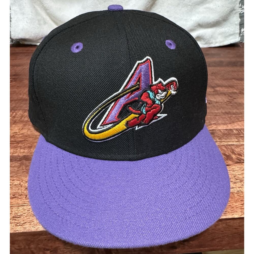 Vintage Akron Aeros Hat Cap Fitted 7 1/4 Black New Era MiLB Baseball